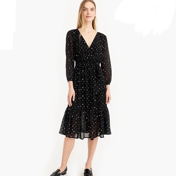 NWT J. Crew faux-wrap dress in chiffon crinkle - Picture 3 of 7